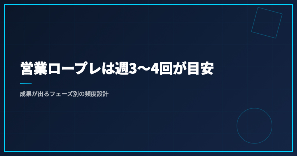営業ロープレは週3〜4回が目安｜成果が出るフェーズ別の頻度設計