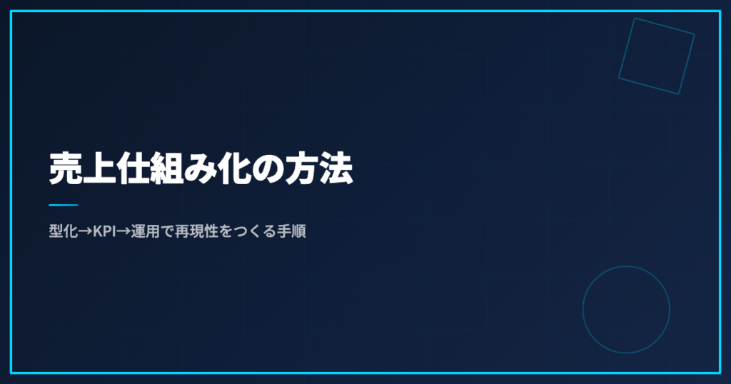 売上仕組み化の方法｜型化→KPI→運用で再現性をつくる手順