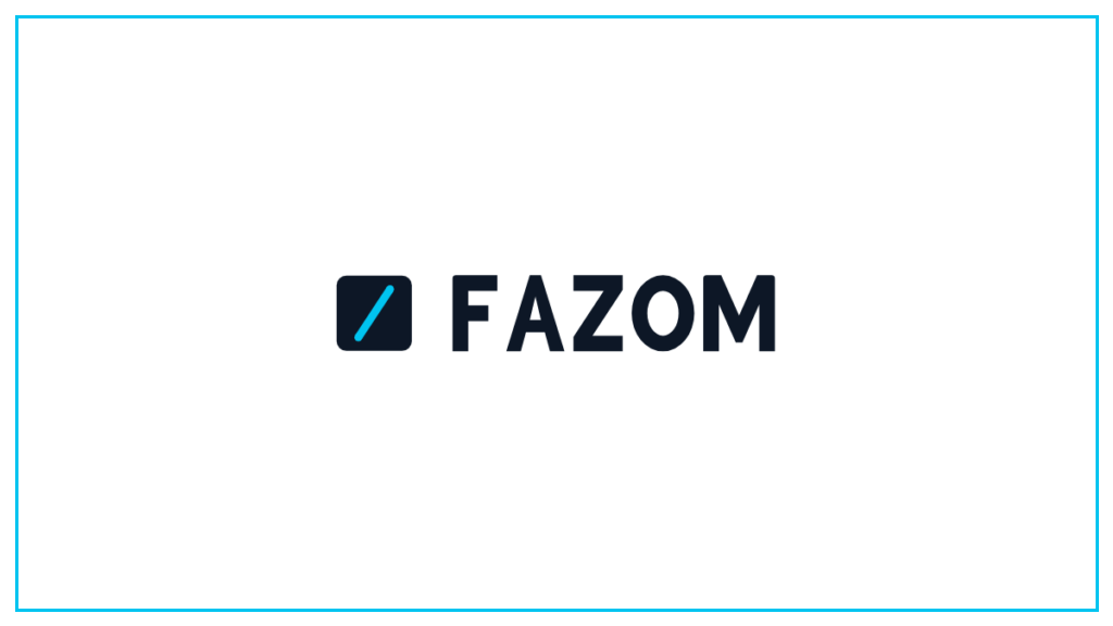 白背景にFAZOMロゴを中央配置した導入事例用アイキャッチ 16:9